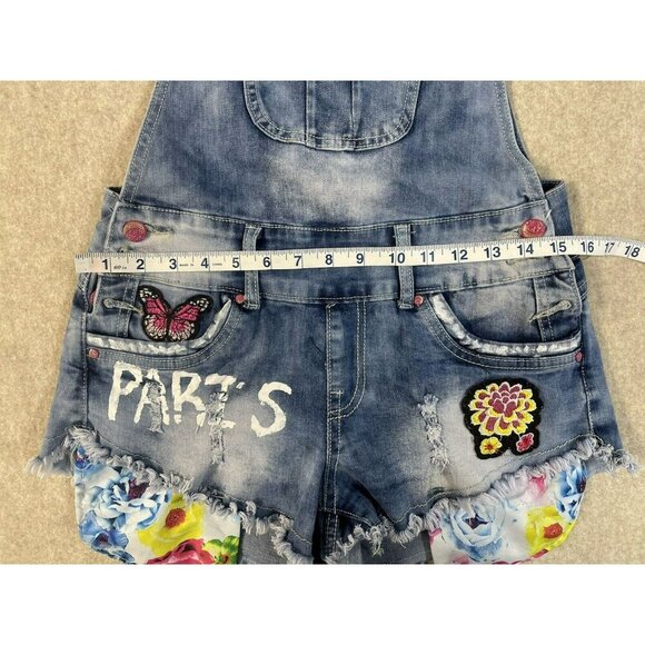 Denimland Paris Collection Jean Shortalls Fray Hem Open Back Med Fun Shorts JR's - Picture 9 of 16